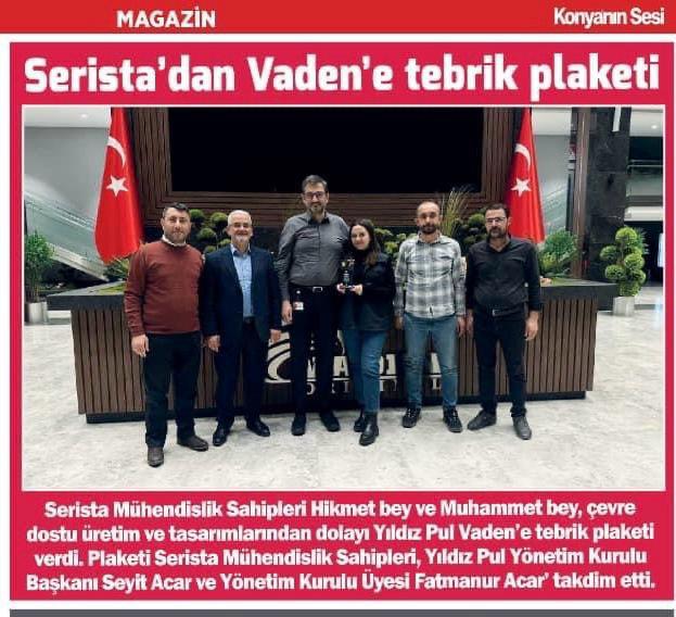 Serista'dan Vaden' Tebrik Plaketi